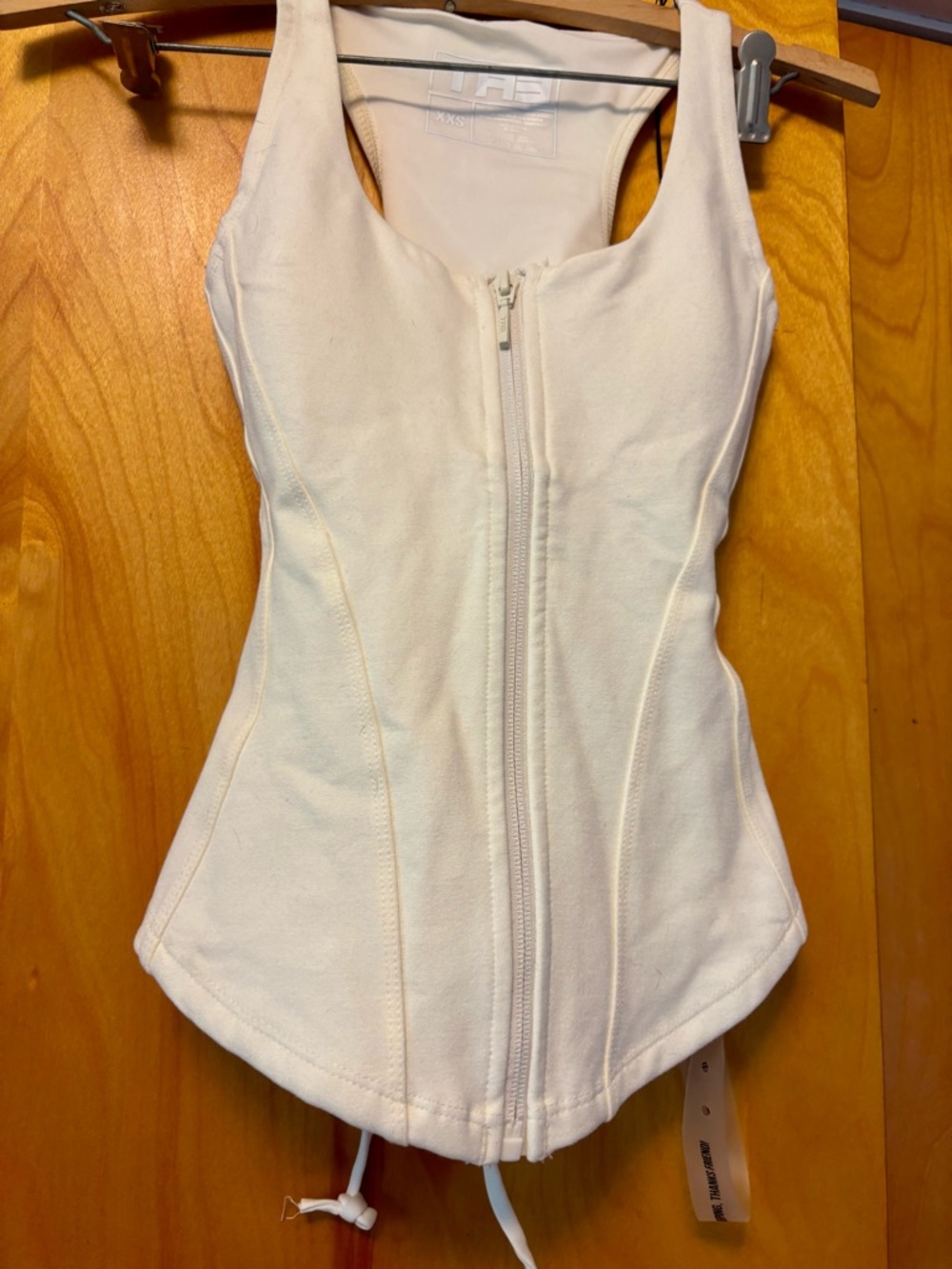 Corsety Ivory Scoopneck Tank TA3 Zip-Front with Lace-up back. - Picture 8 of 12